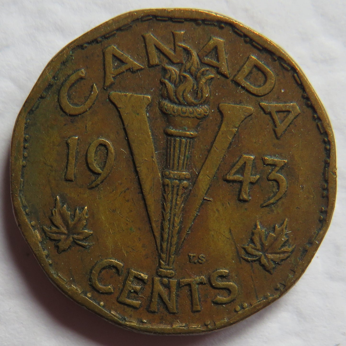 1943 King George VI Canada 5 Cents Coin