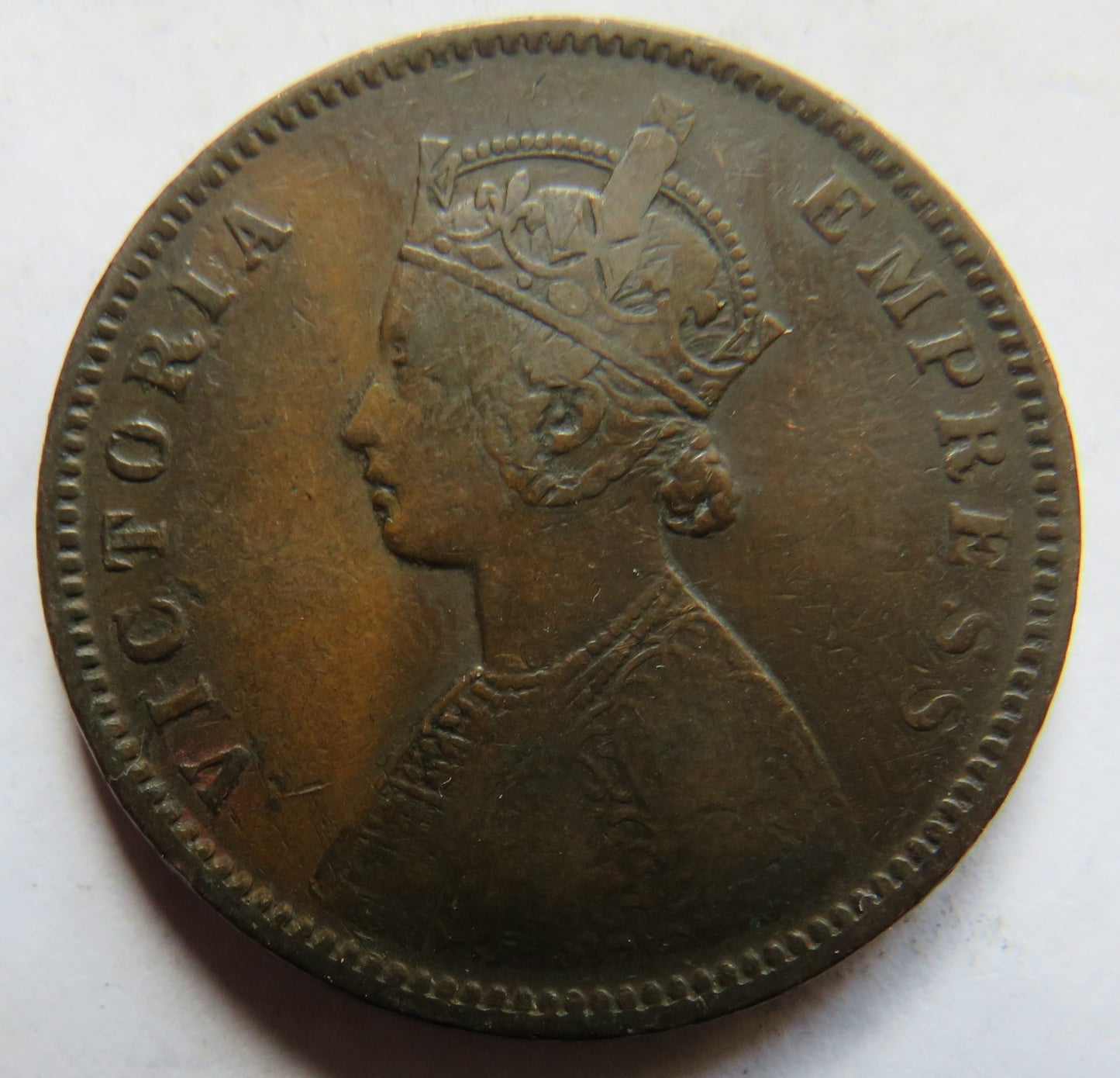 1877 Queen Victoria India Half-Anna Coin