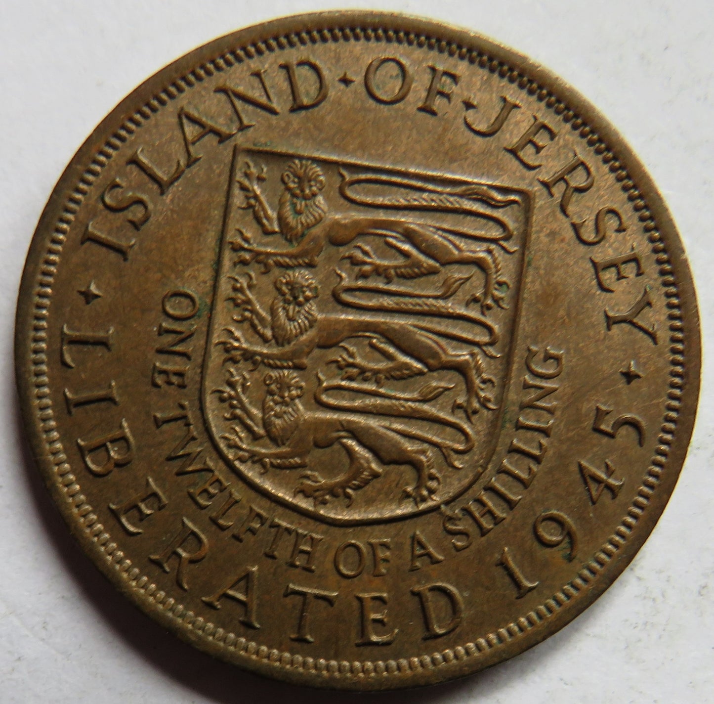 Island of Jersey Liberated 1945 1/12th of a Shilling Coin