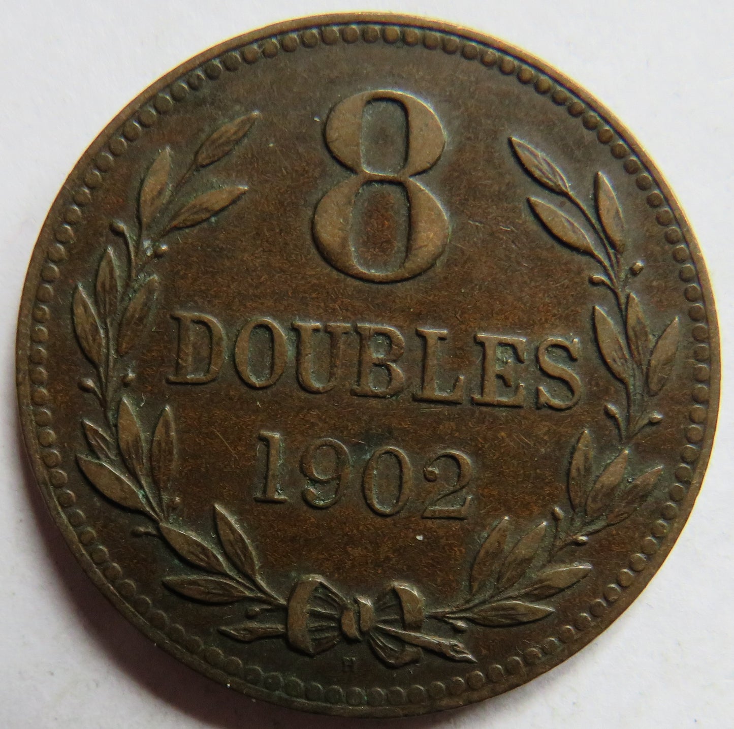 1902-H Guernsey 8 Doubles Coin