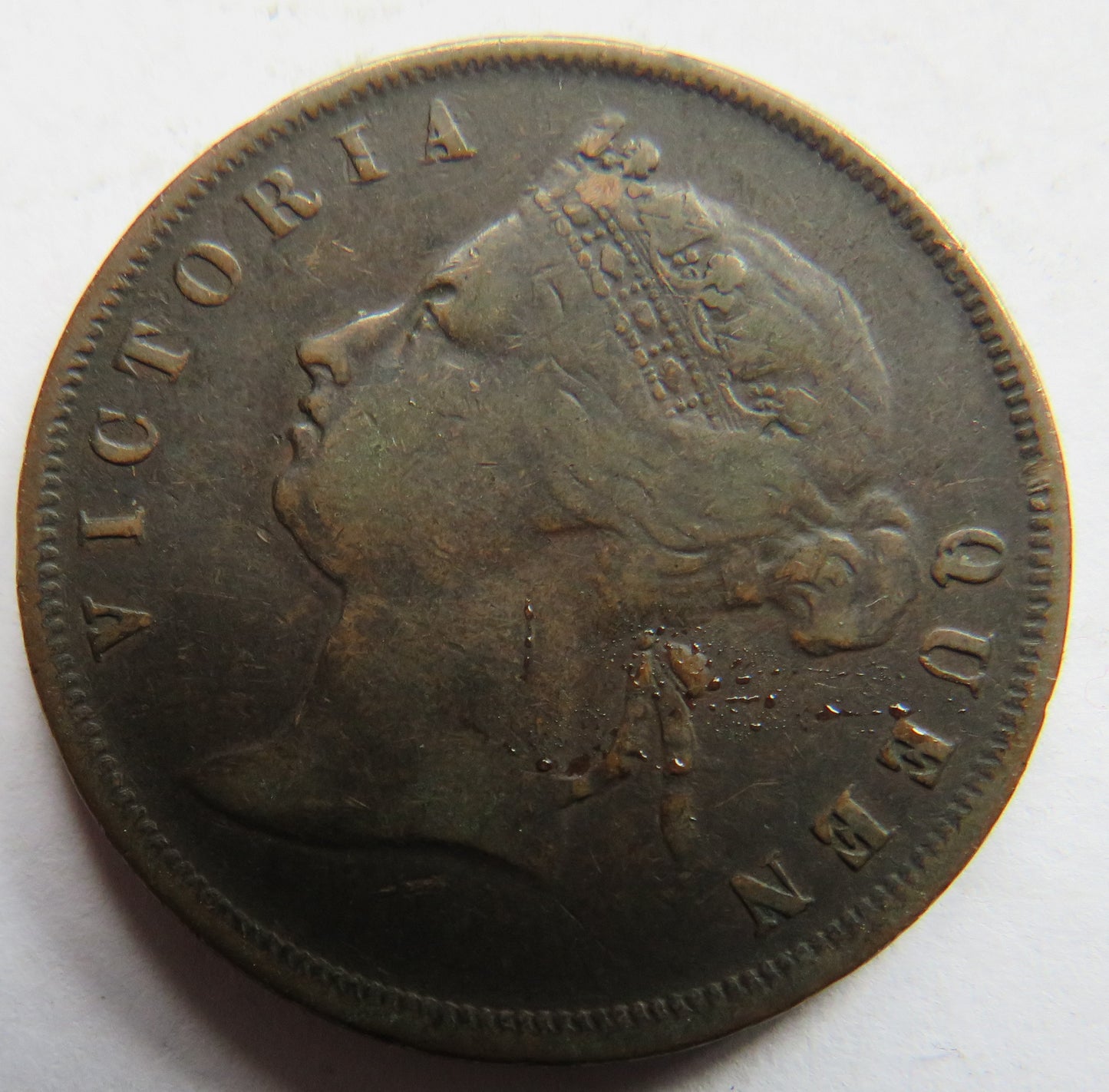 1874 Queen Victoria Straits Settlements One Cent Coin