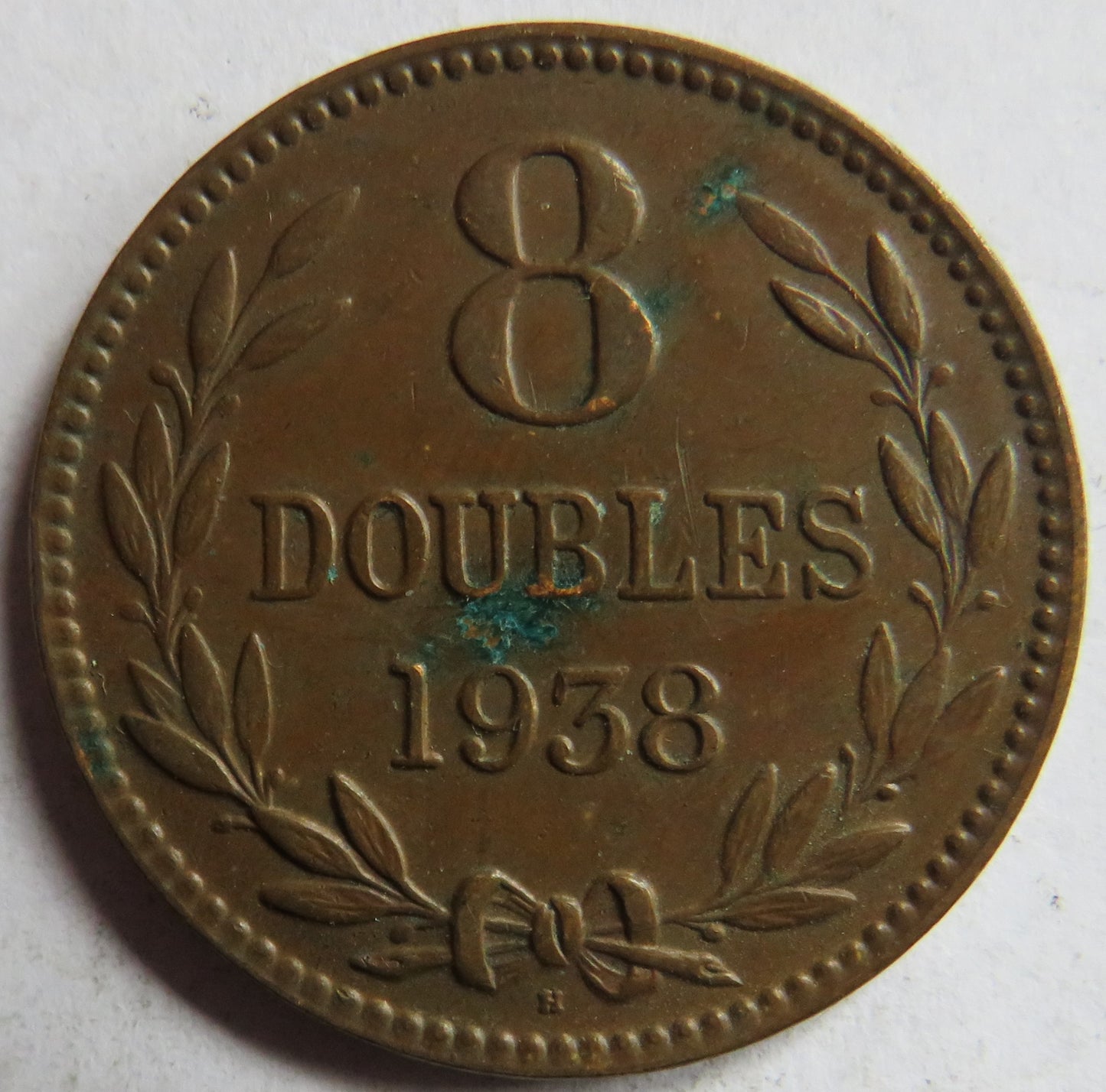 1938-H Guernsey 8 Doubles Coin