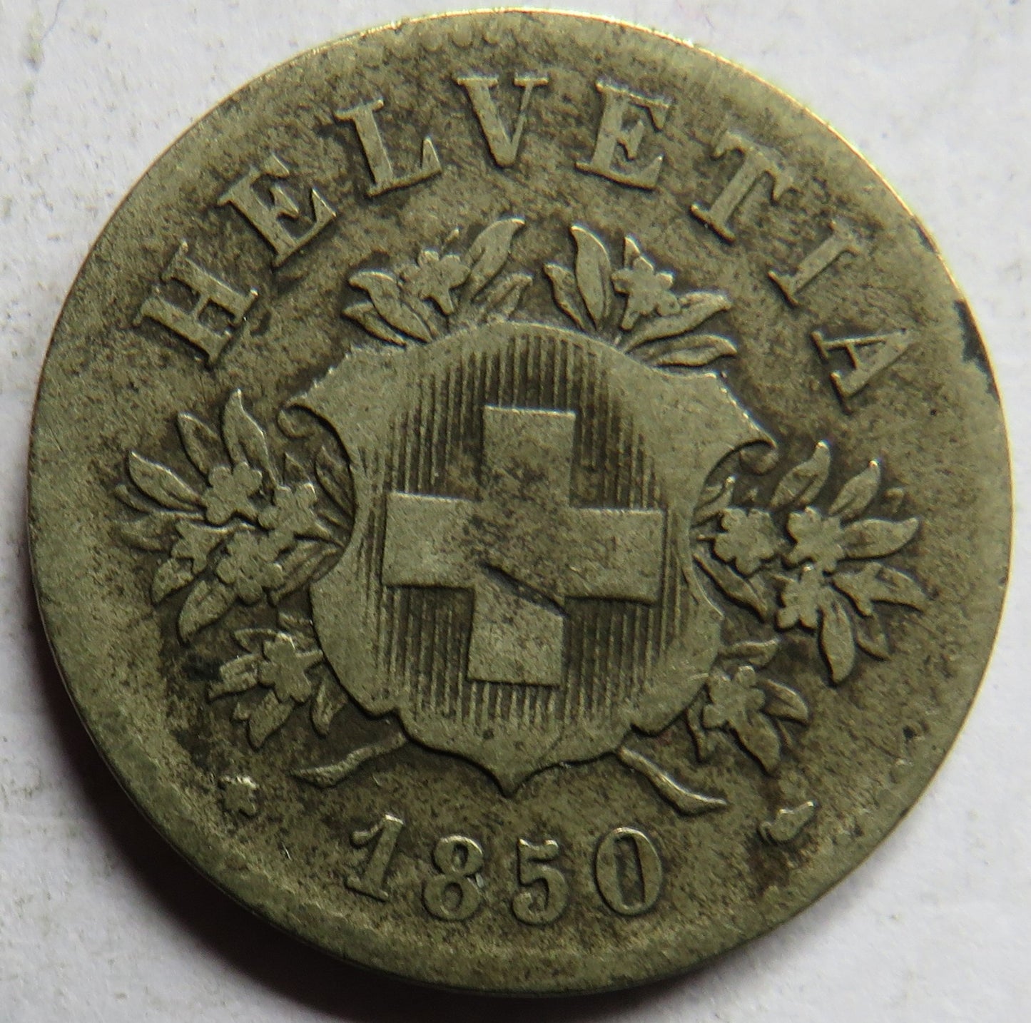 1850 Switzerland 20 Rappen Coin