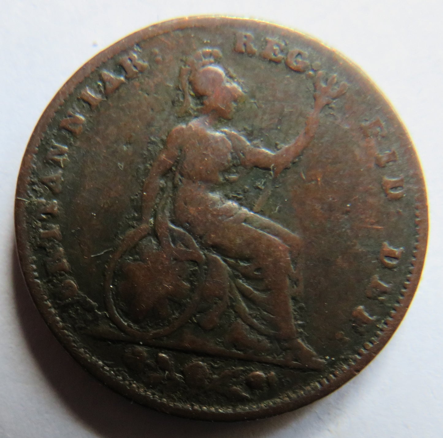 1847 Queen Victoria Young Head Farthing Coin - Great Britain