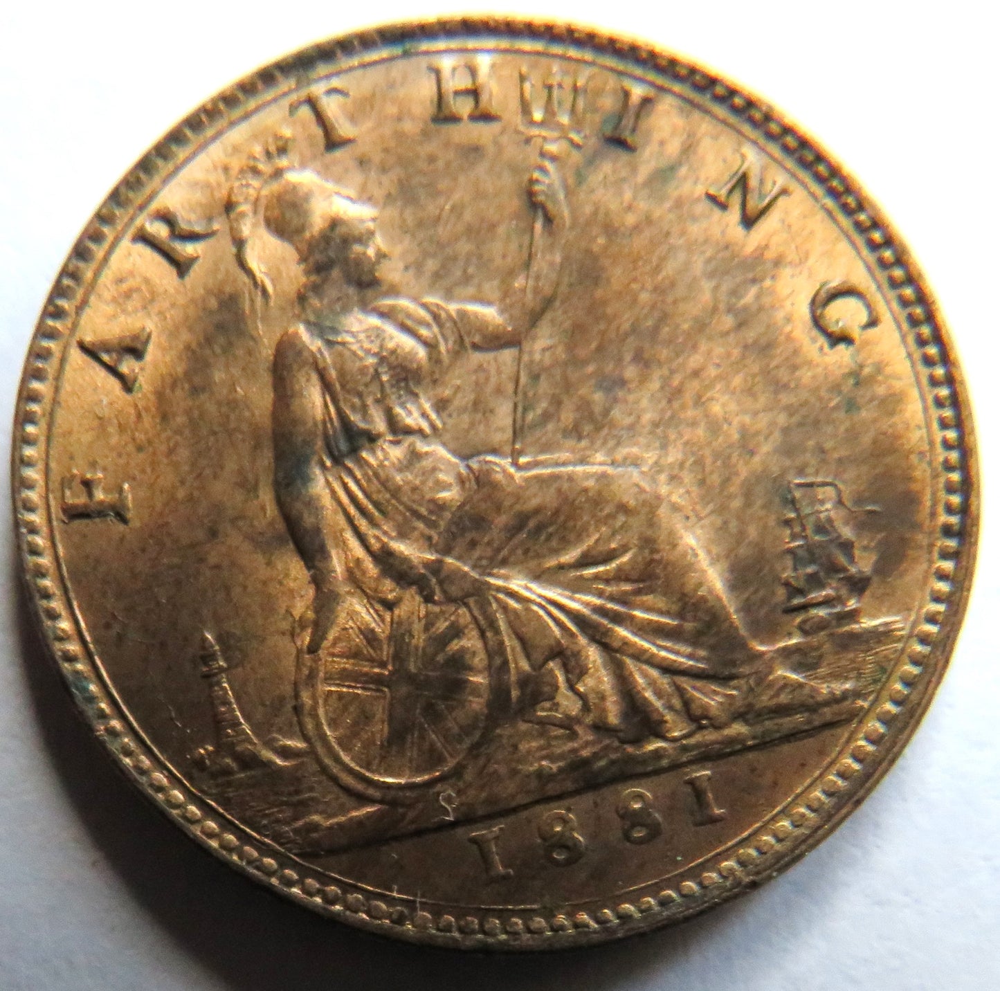 1881 Queen Victoria Bun Head Farthing Coin In High Grade - Great Britain