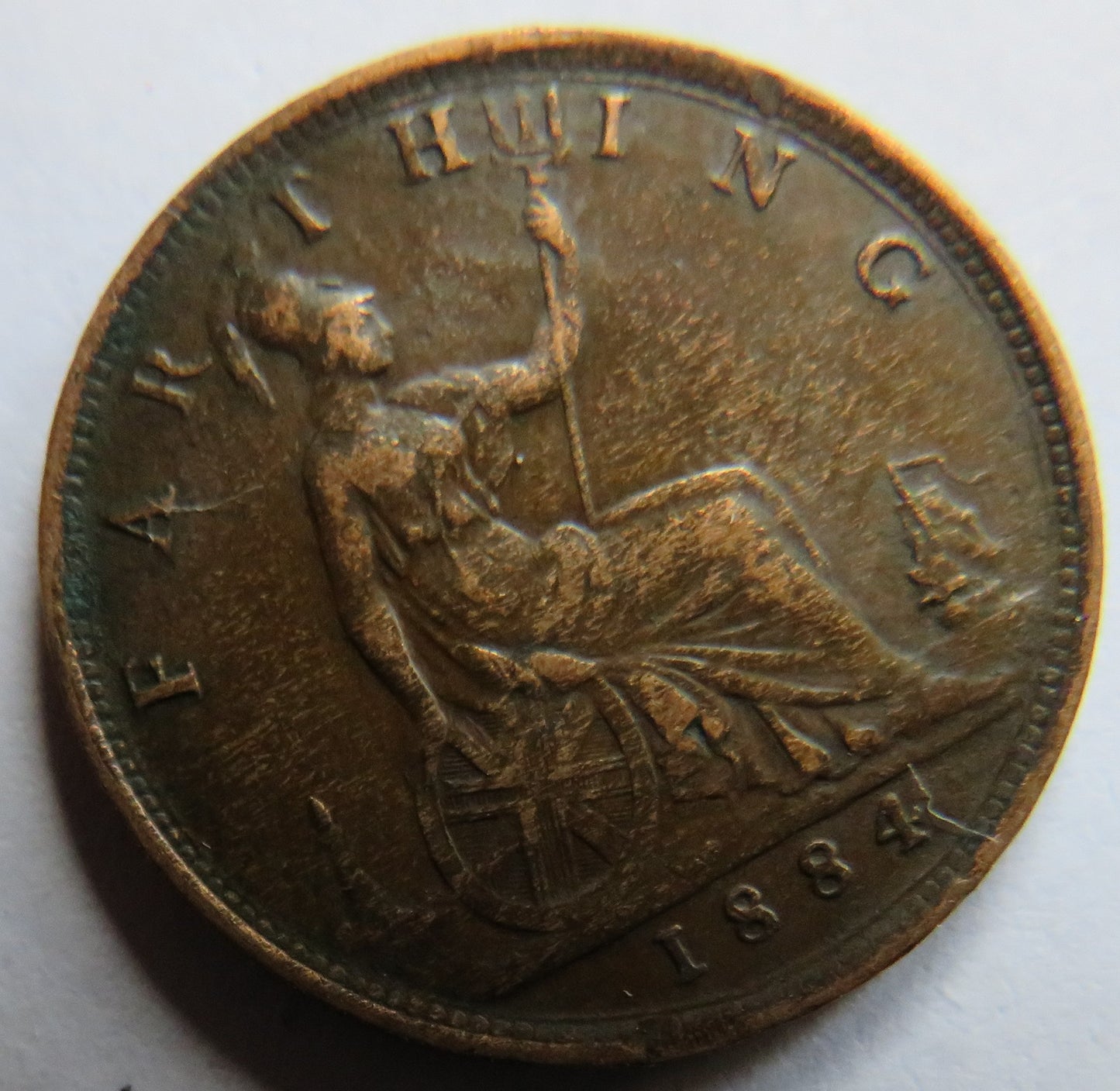 1884 Queen Victoria Bun Head Farthing Coin - Great Britain