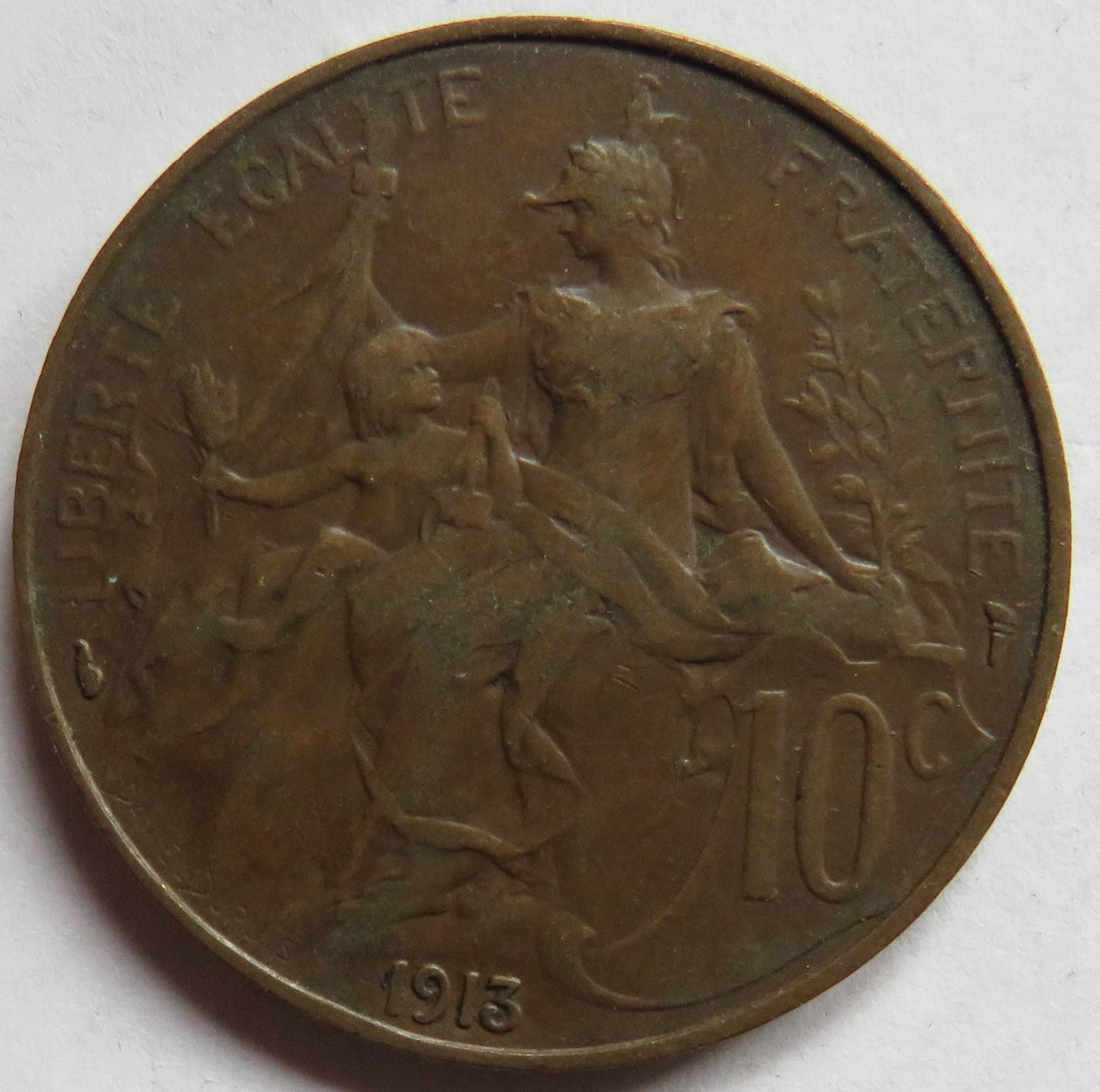 1913 France 10 Centimes Coin