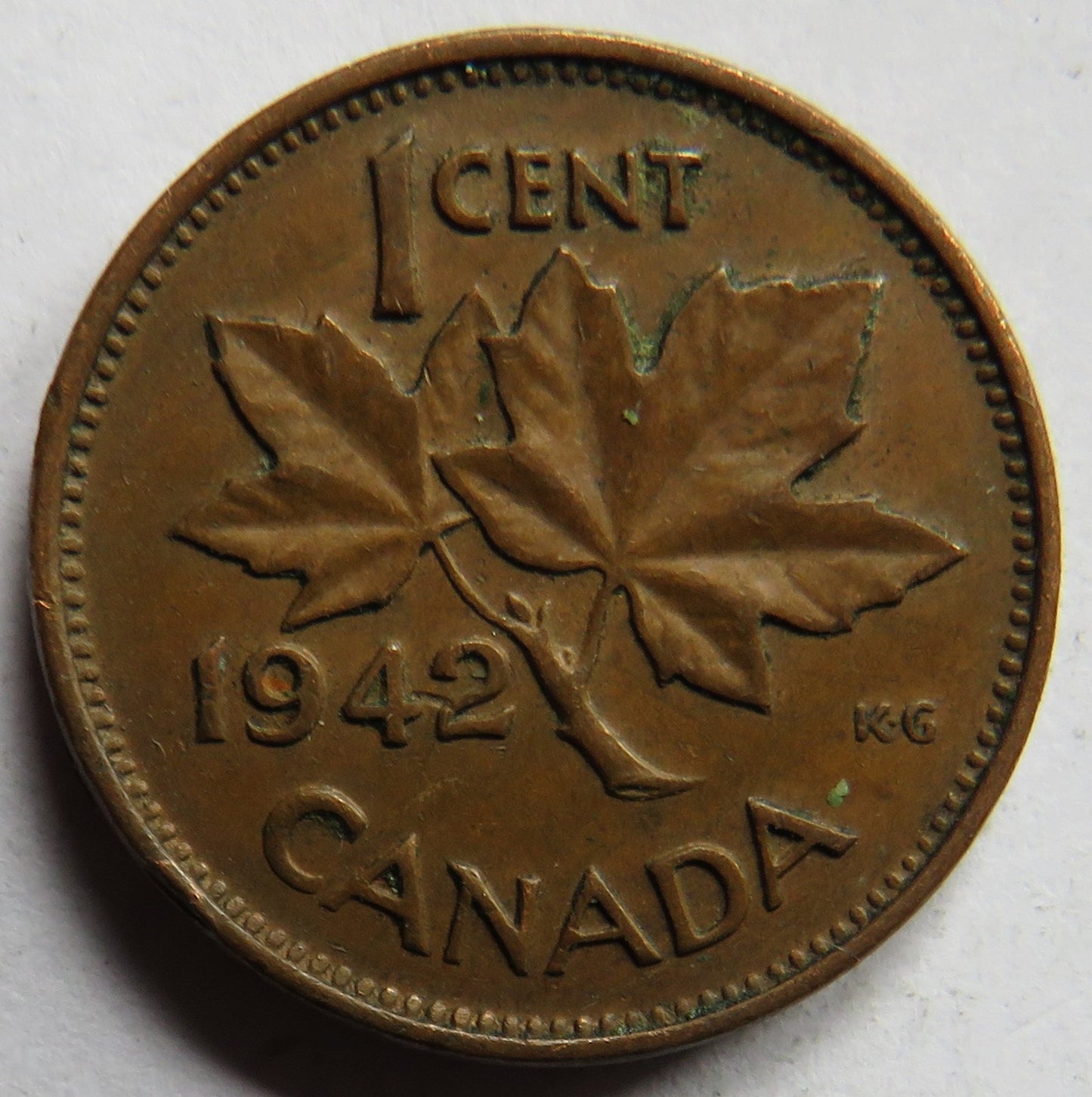1942 King George VI Canada One Cent Coin