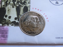 Load image into Gallery viewer, 1947-1997 Turks and Caicos Islands Five Crowns Coin &amp; Stamp Cover Golden Jubilee
