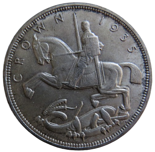 1935 George V Silver Rocking Horse Crown Coin - Great Britain