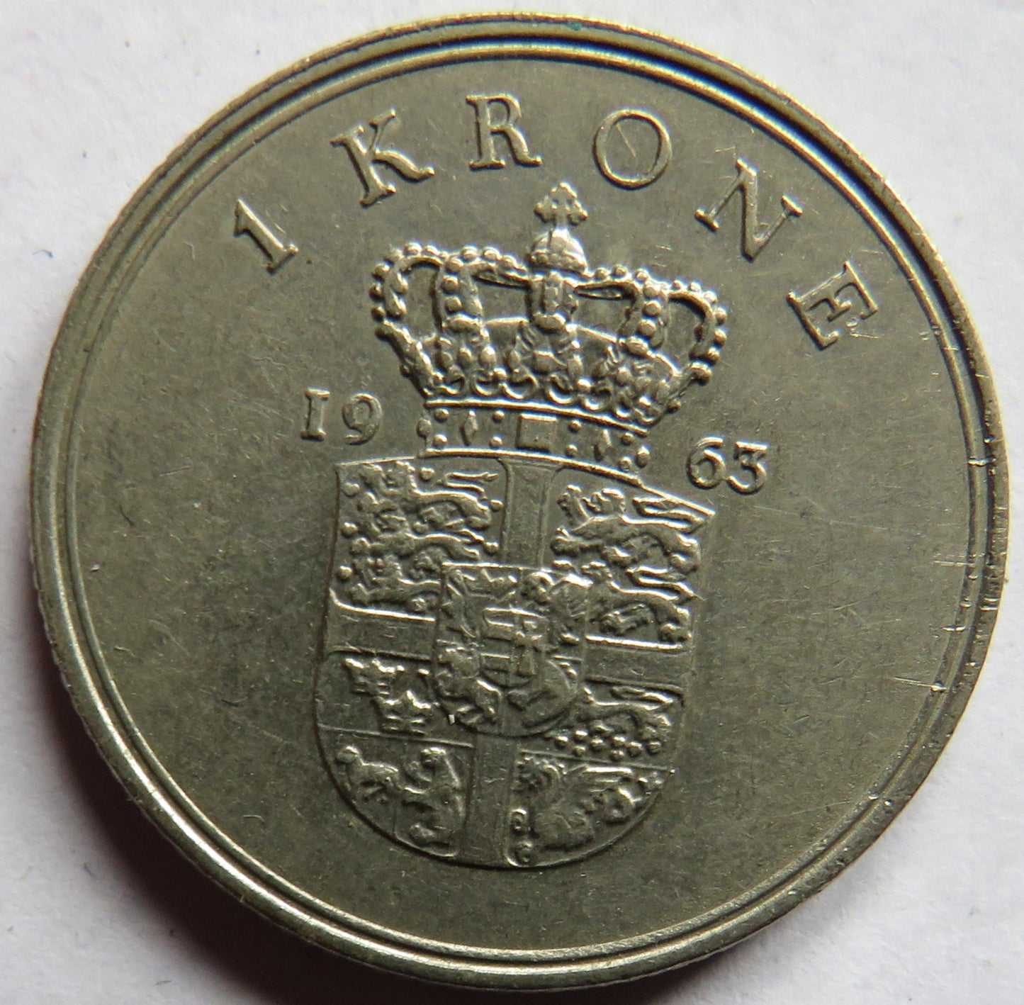 1963 Denmark One Krone Coin