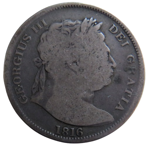 1816 King George III Silver Halfcrown Coin - Great Britain