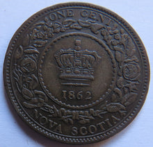 Load image into Gallery viewer, 1862 Queen Victoria Nova Scotia One Cent Coin Key Date

