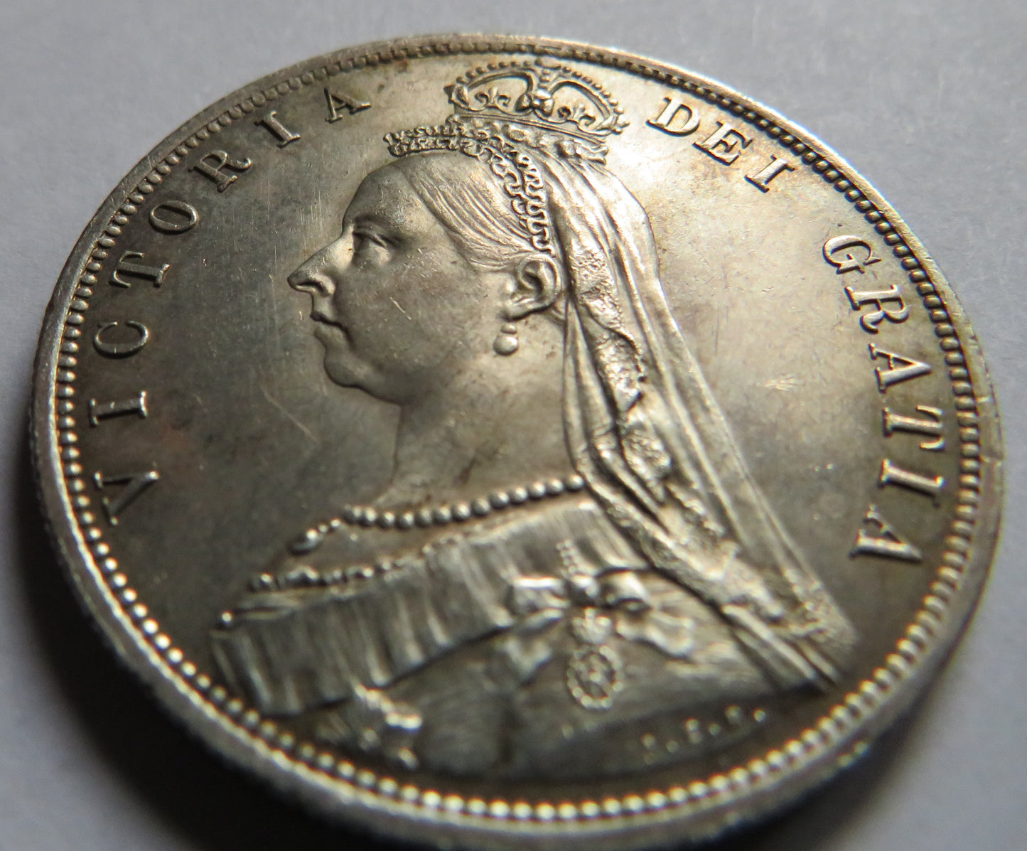 1887 Queen Victoria Jubilee Head Silver Halfcrown Coin In High Grade