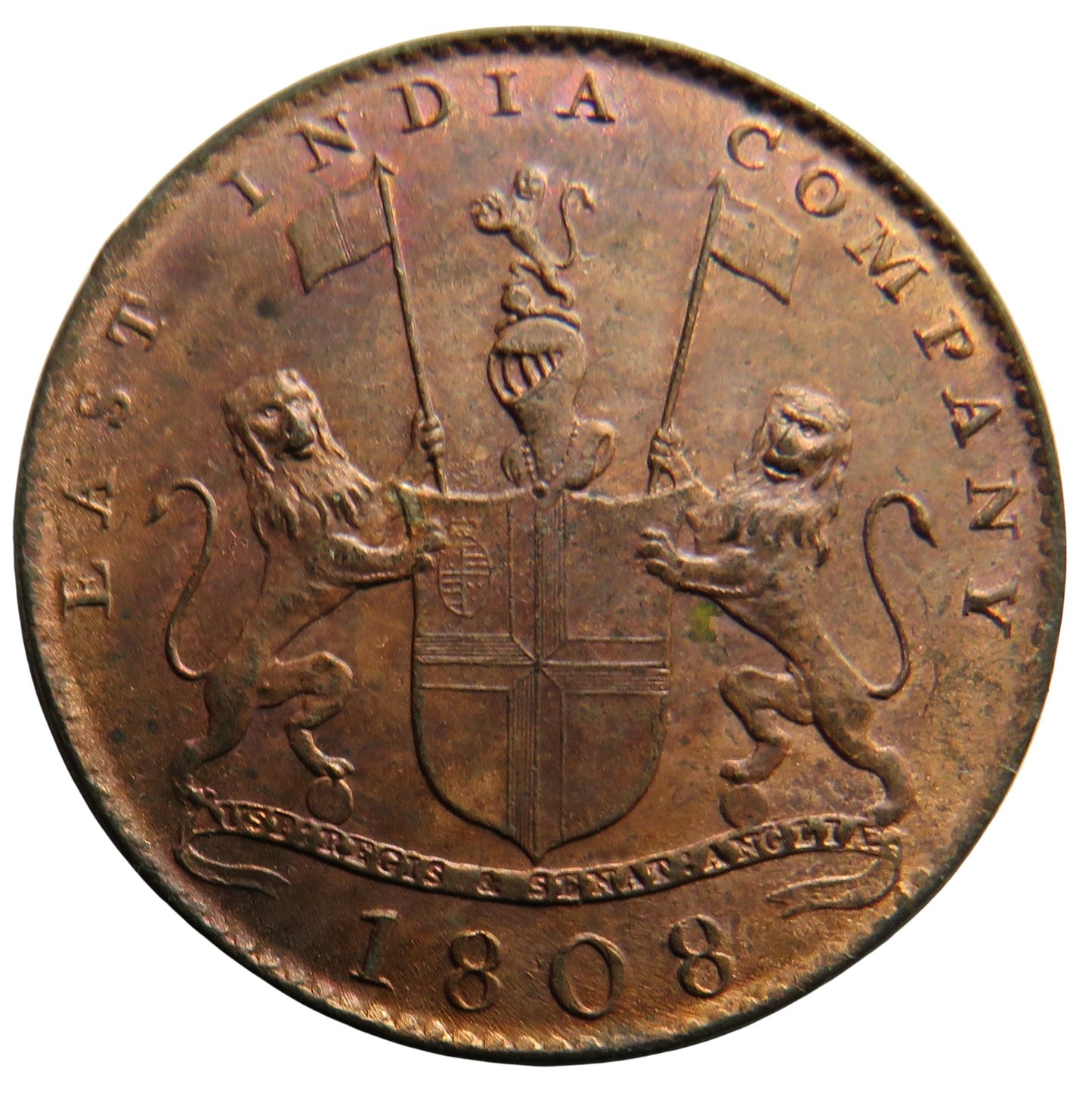 1808 East India Company 10 Cash Coin In High Grade