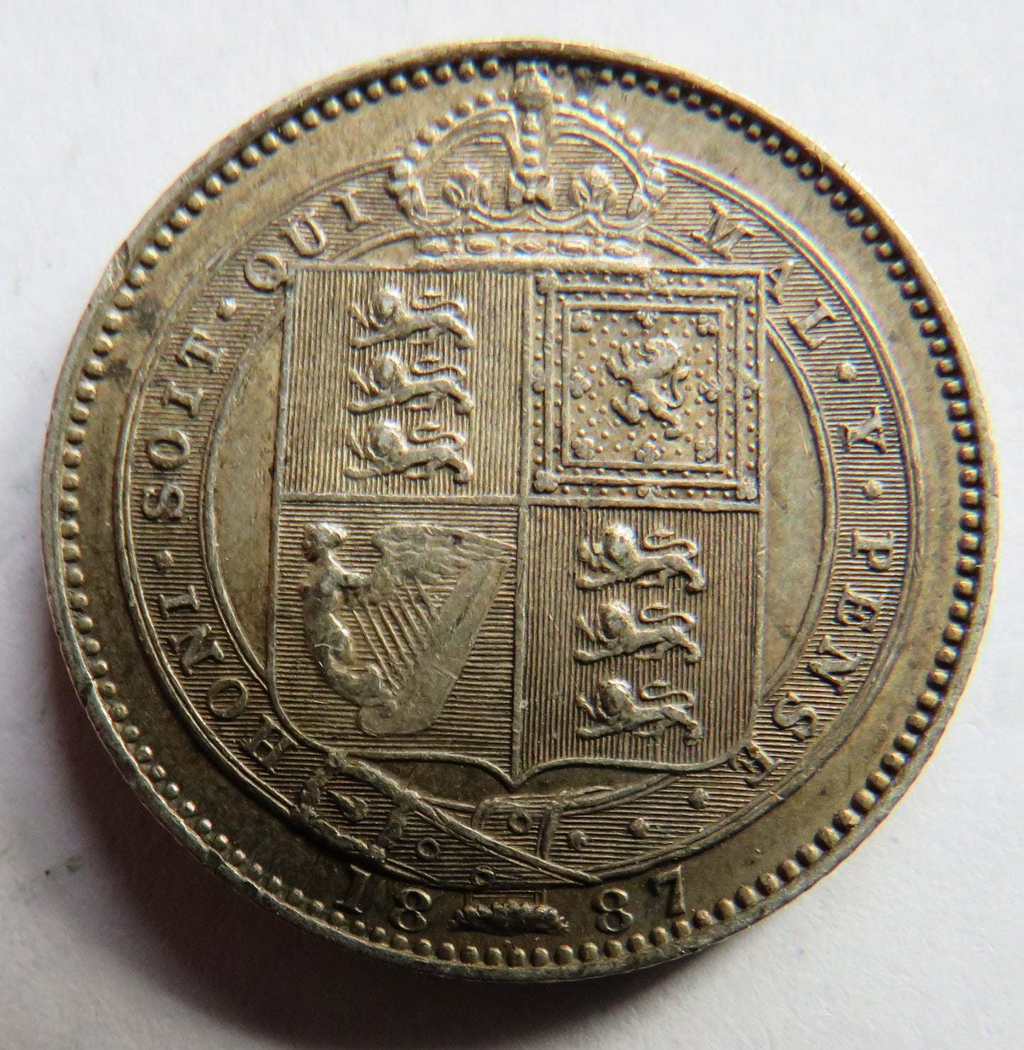 1887 Queen Victoria Jubilee Head Silver Shilling Coin - Great Britain