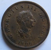 Load image into Gallery viewer, 1806 King George III Halfpenny Coin In Excellent Condition
