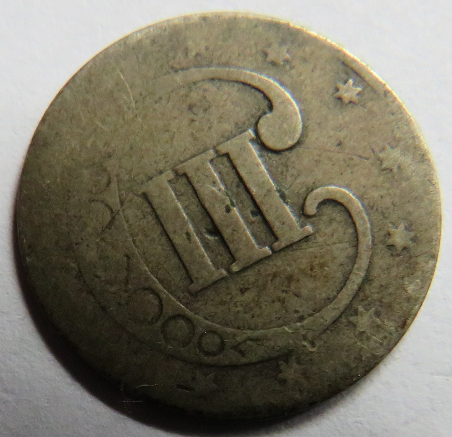 1853 USA Silver 3 Cents Coin