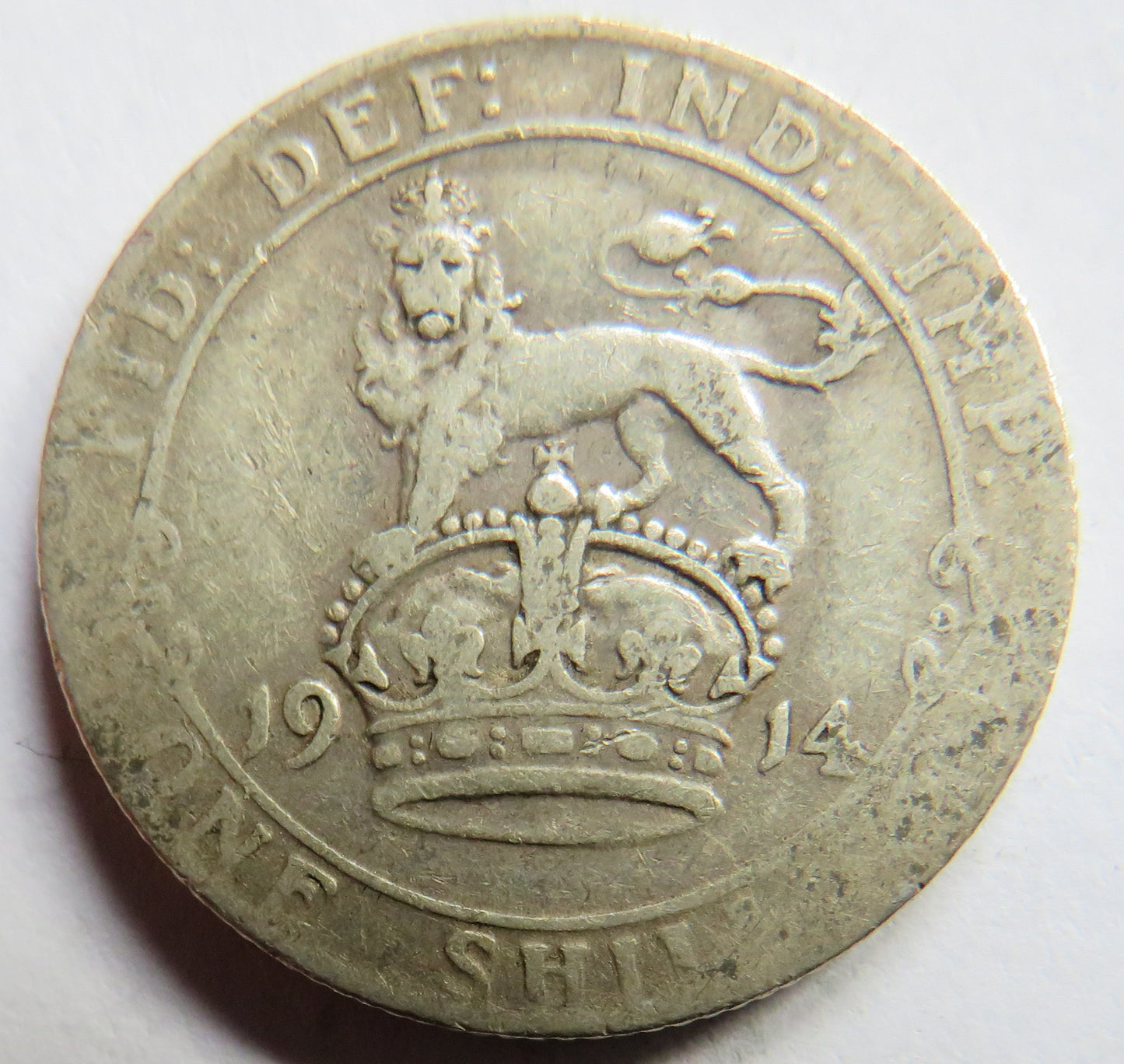 1914 King George V Silver Shilling Coin - Great Britain