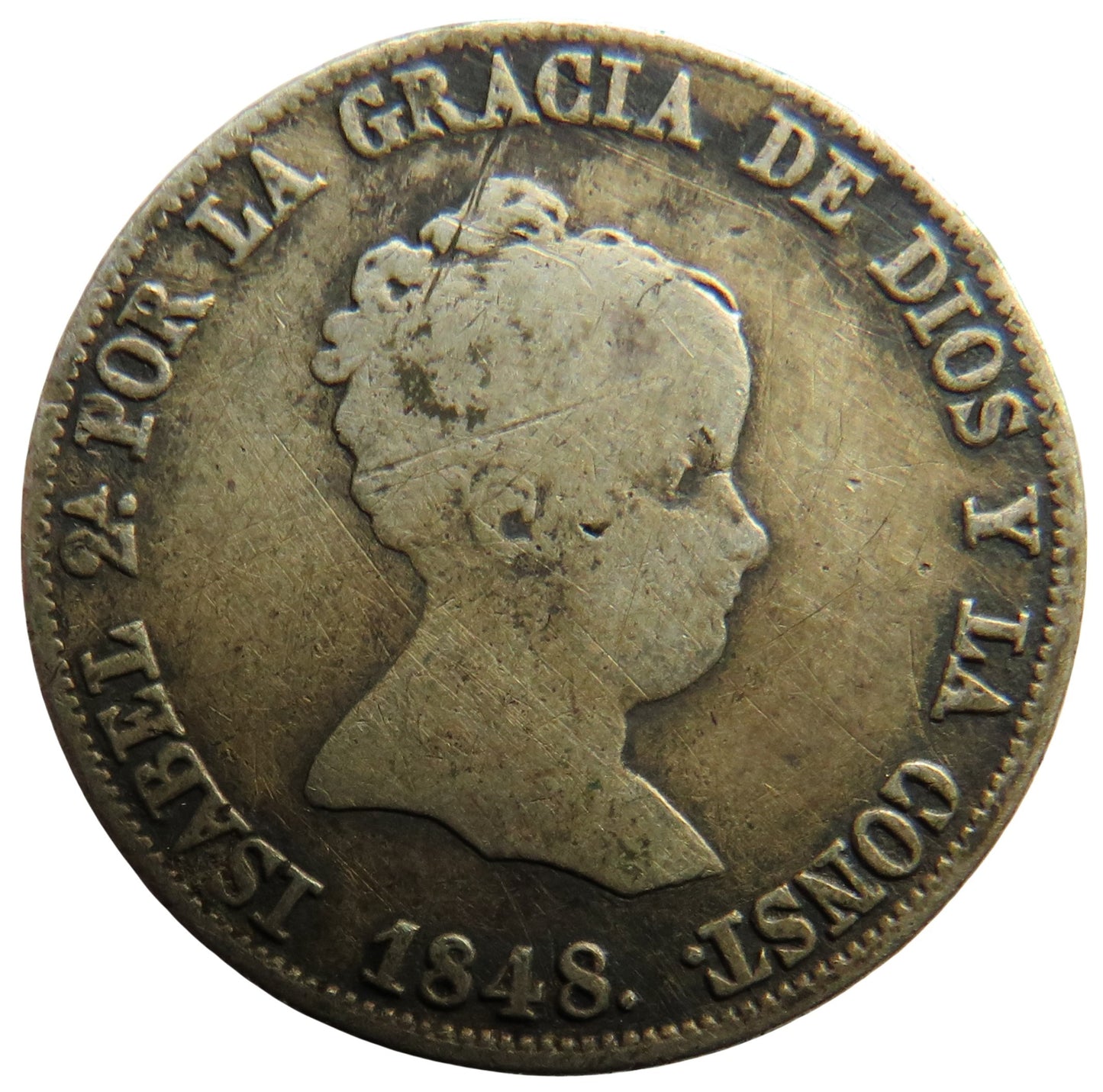 1848 Spain Silver 4 Reals Coin