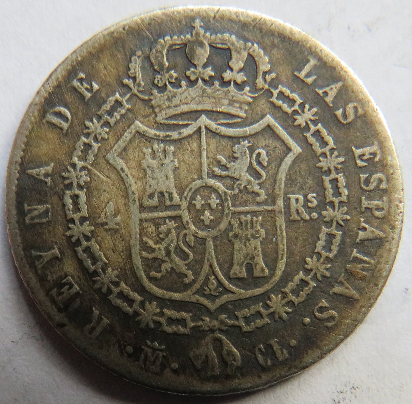 1848 Spain Silver 4 Reals Coin