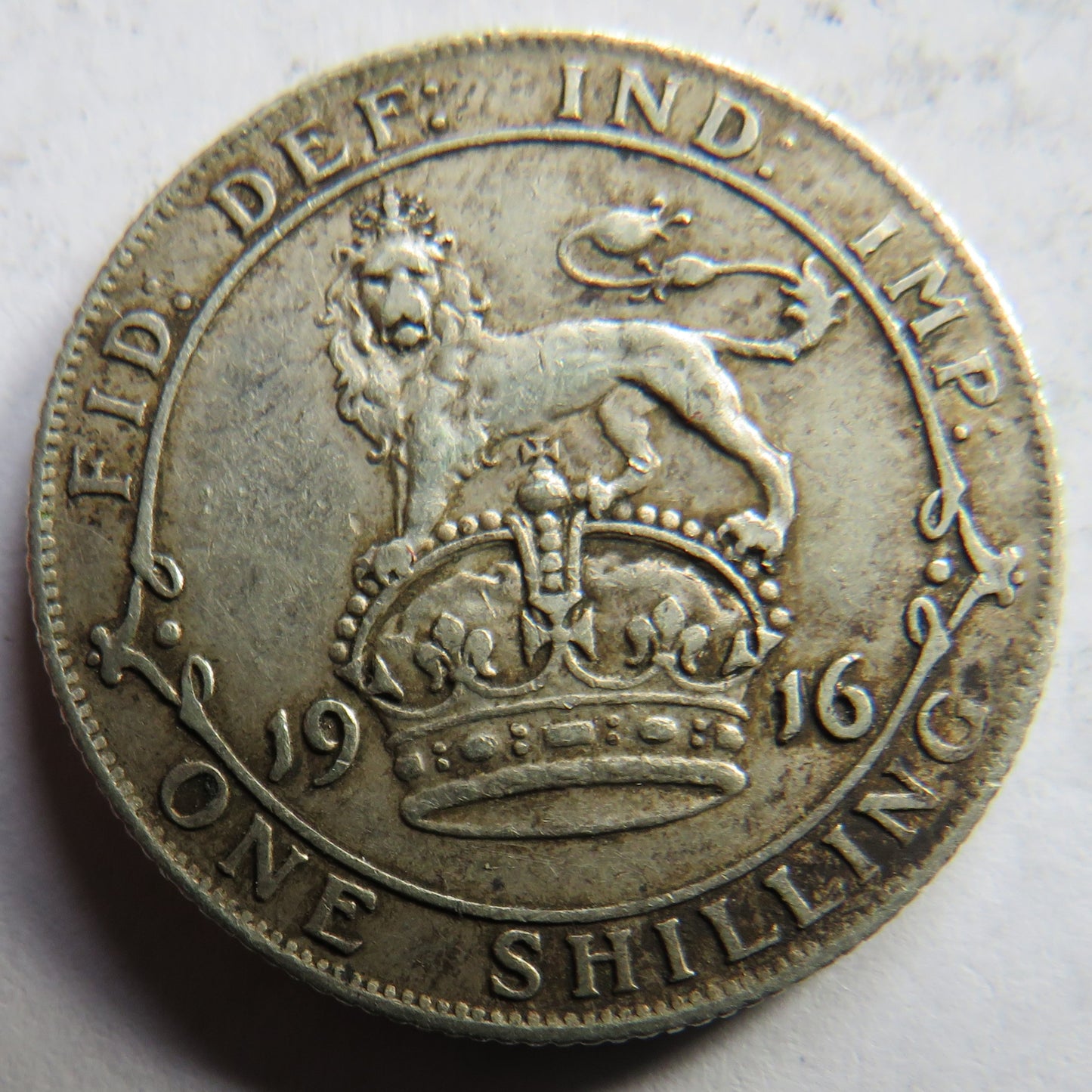1916 King George V Silver Shilling Coin - Great Britain
