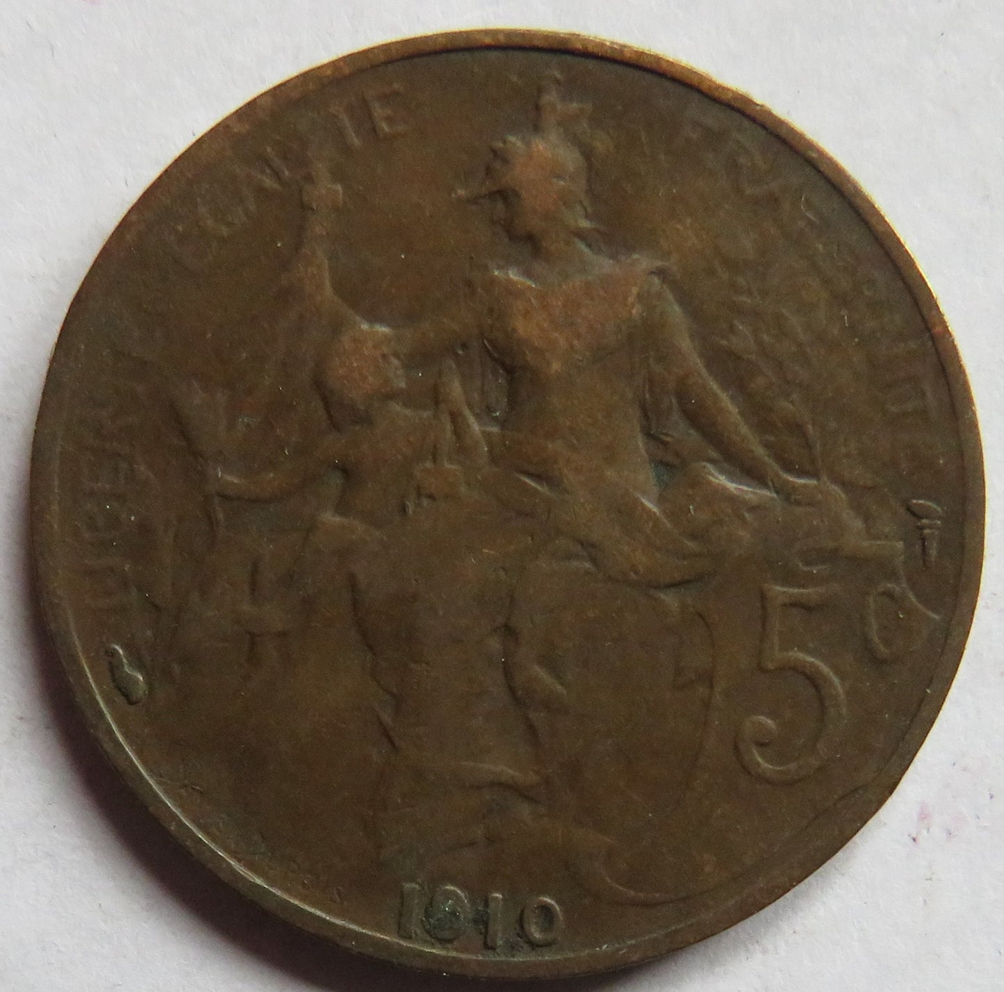 1910 France 5 Centimes Coin