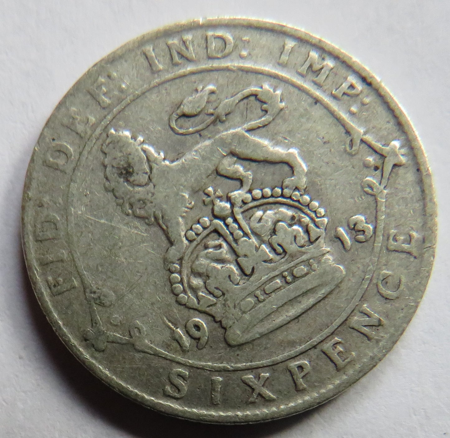 1913 King George V Silver Sixpence Coin - Great Britain