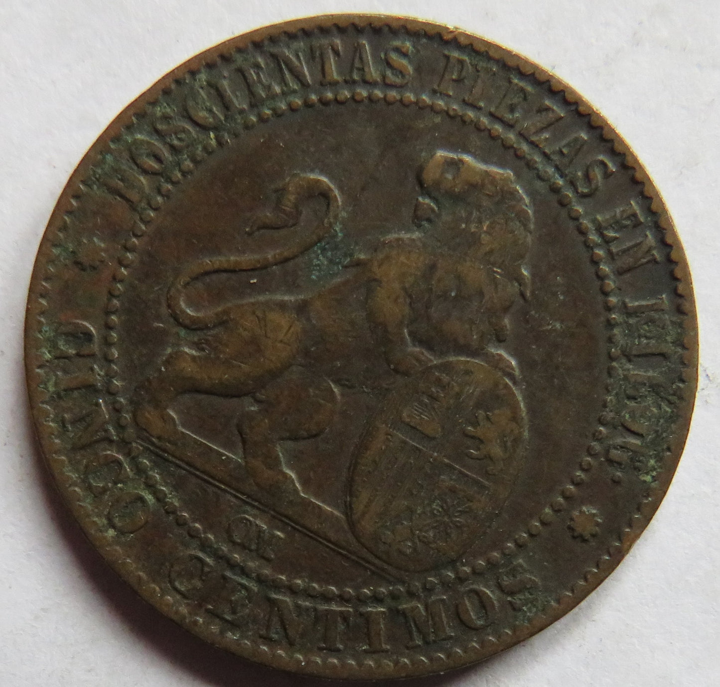 1870 Spain 5 Centimos Coin
