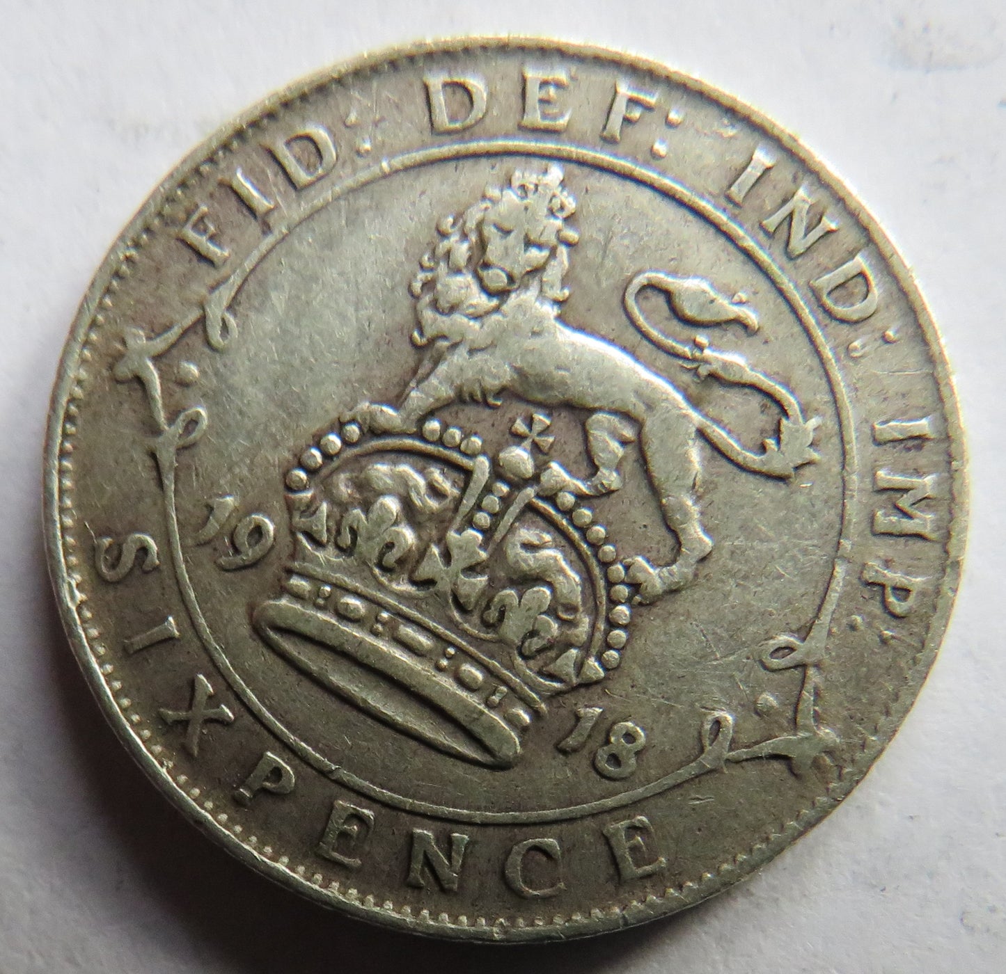 1918 King George V Silver Sixpence Coin - Great Britain
