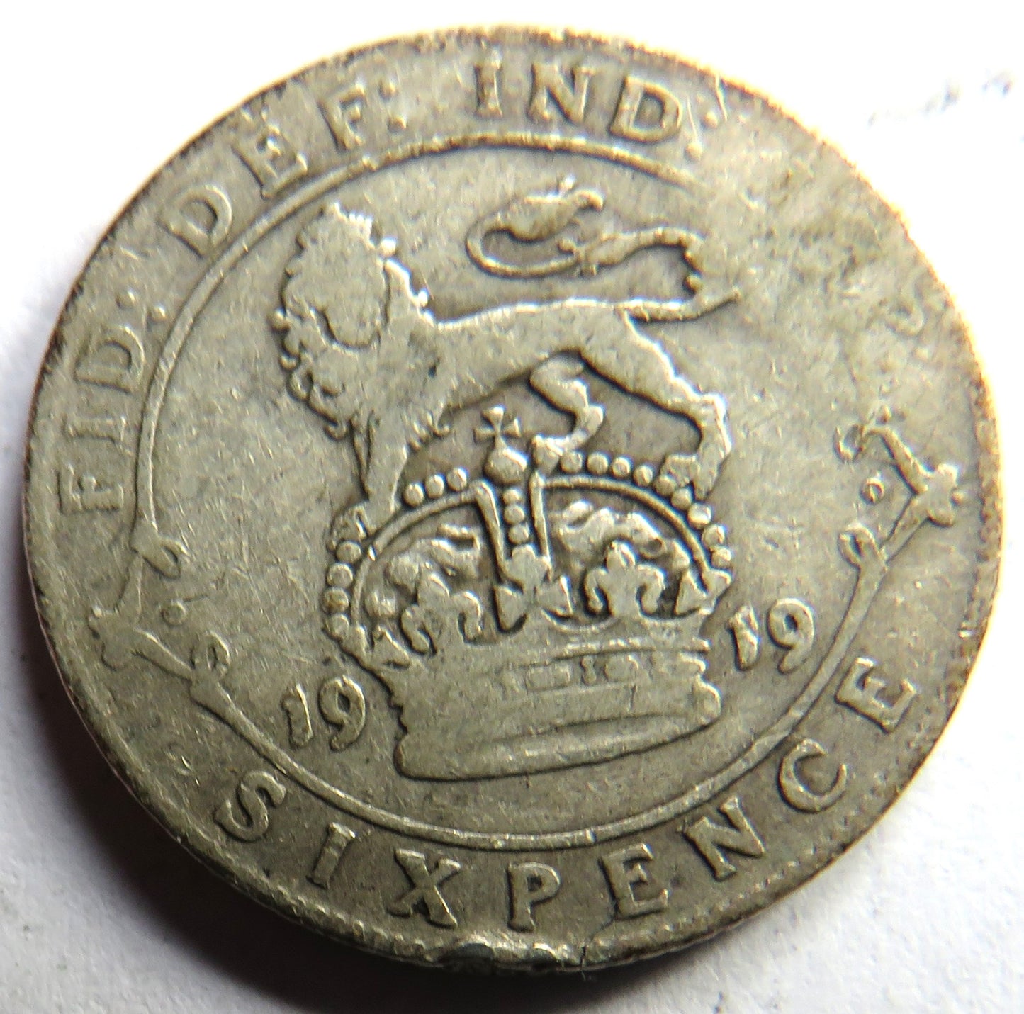 1919 King George V Silver Sixpence Coin - Great Britain