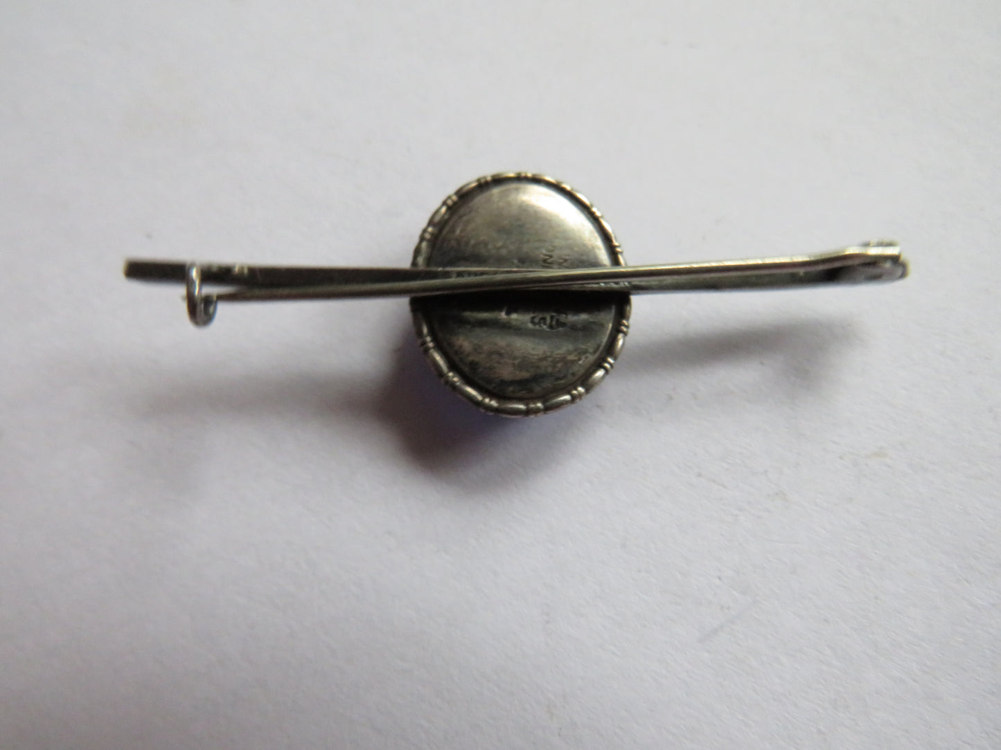 Antique Sterling Silver & Butterfly Wing Bar Brooch