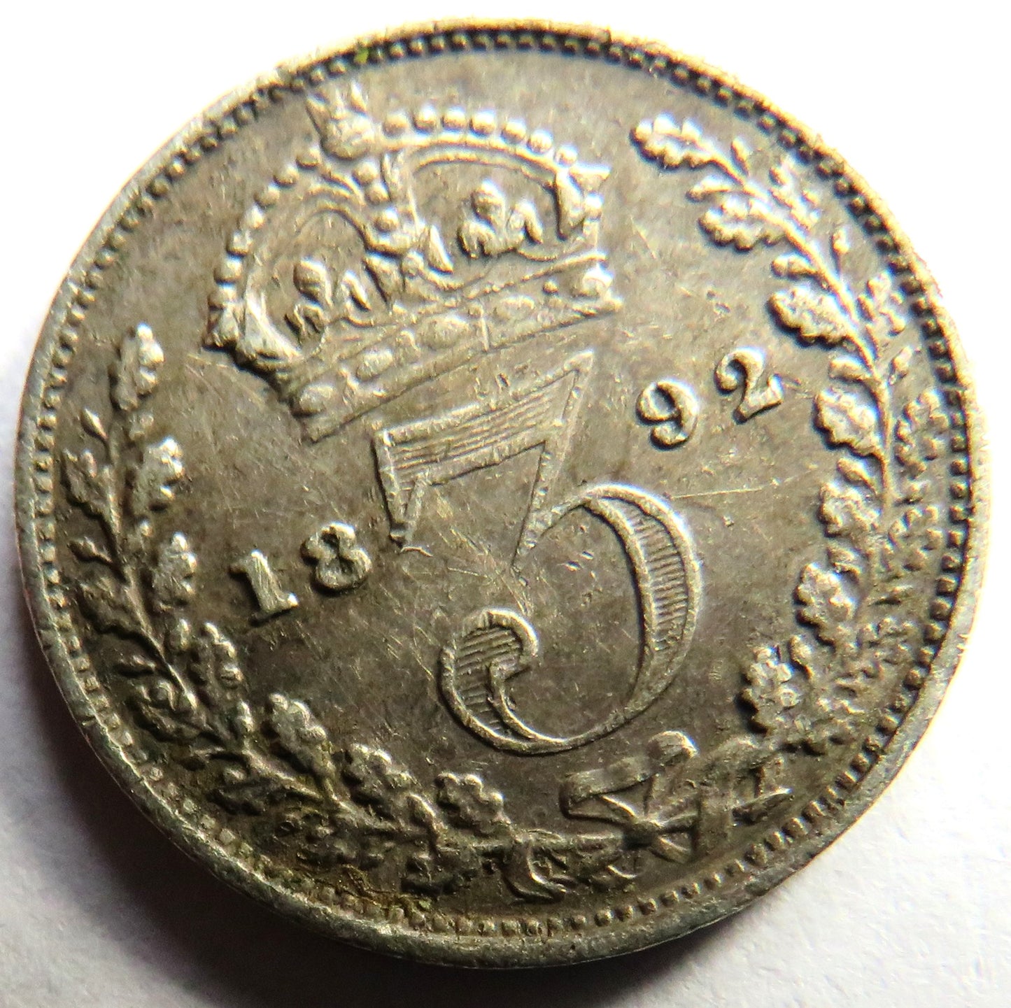 1892 Queen Victoria Jubilee Head Silver Threepence Coin - Great Britain