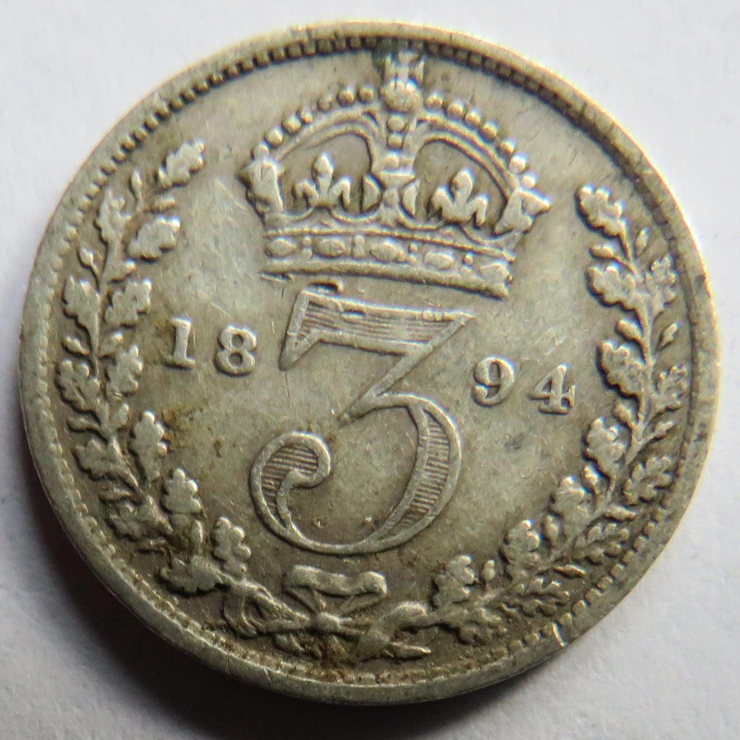 1894 Queen Victoria Silver Threepence Coin - Great Britain
