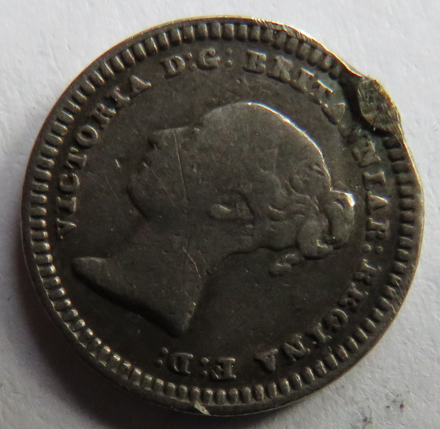 1843 Queen Victoria Silver Three-halfpence Small Coin