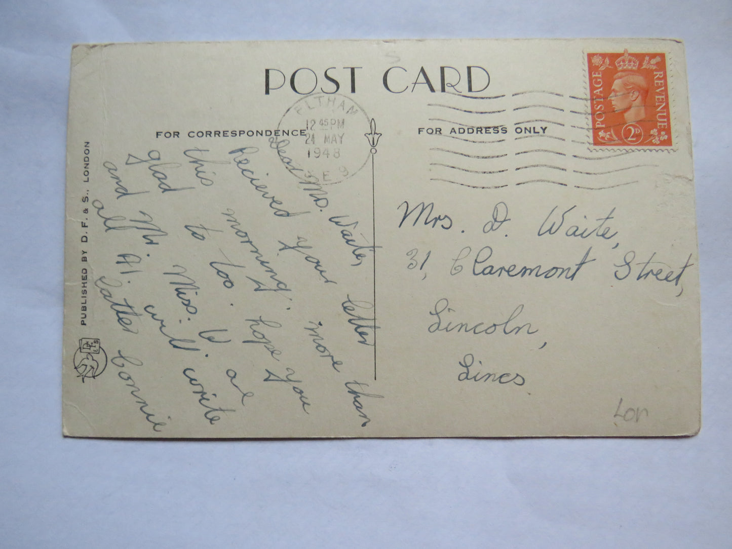 Vintage Multiview Postcard of Greetings from London, 1948