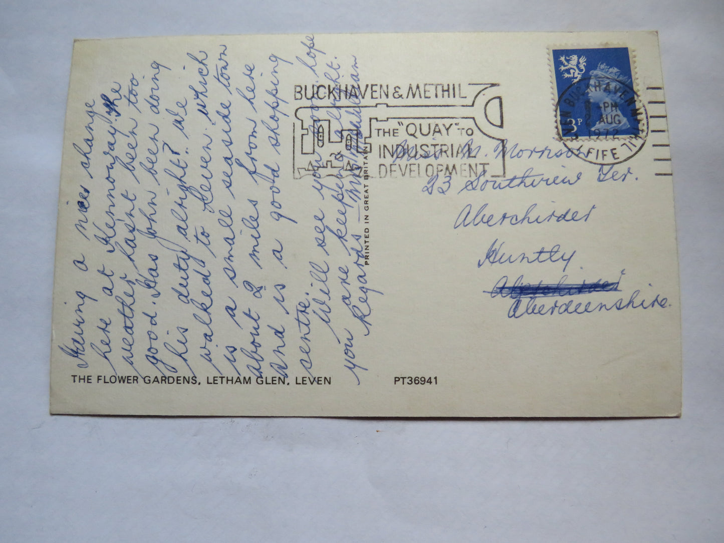 Vintage Postcard of The Flower Gardens, Letham Glen, Leven