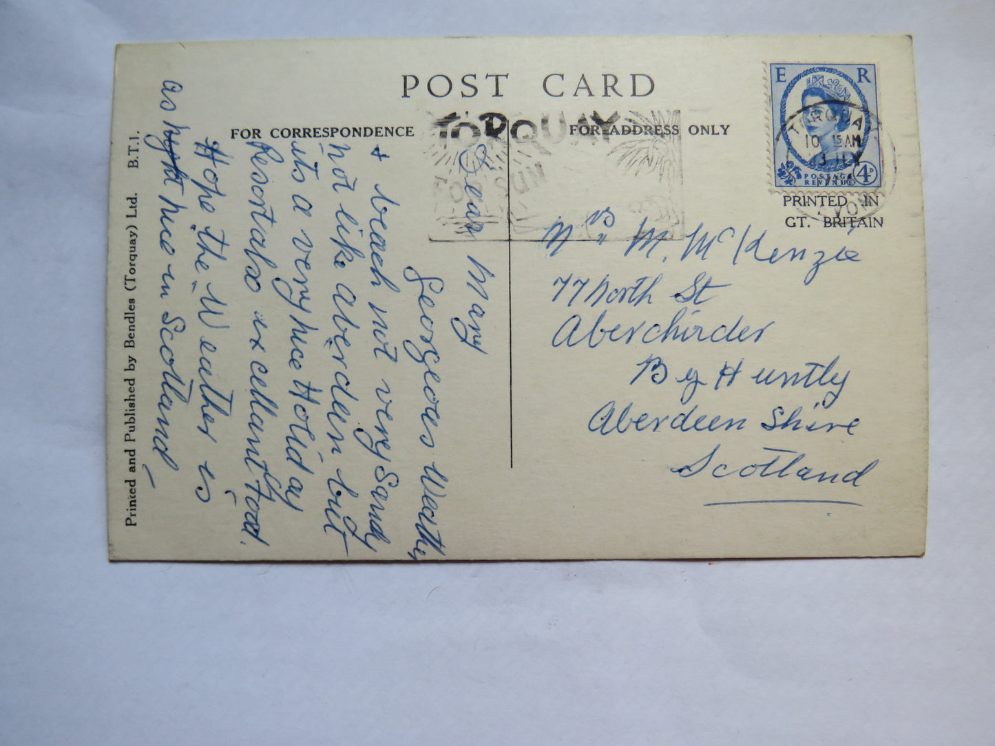 Vintage Postcard of Abbey Gardens, Torquay