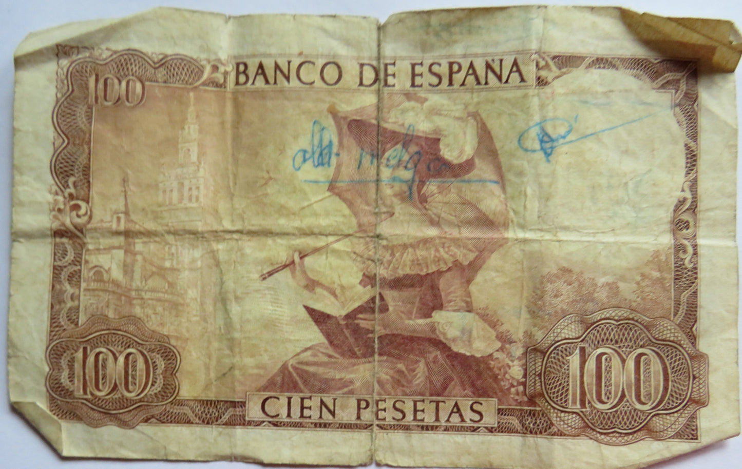 1965 Spain 100 Pesetas Banknote With Romeo Y Julieta Actors Signatures