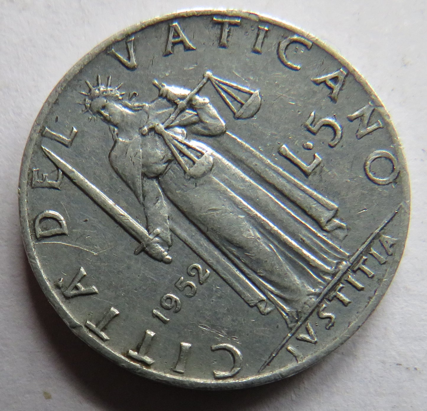 1952 Vatican City 5 Lire Coin