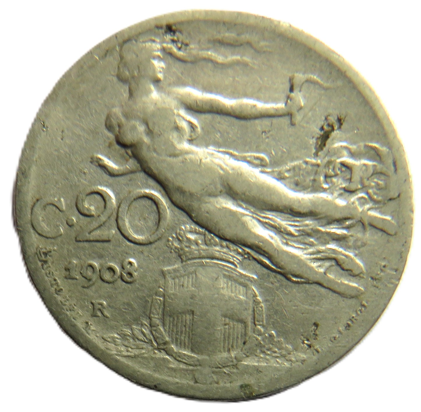 1908 Italy 20 Centesimi23 Coin