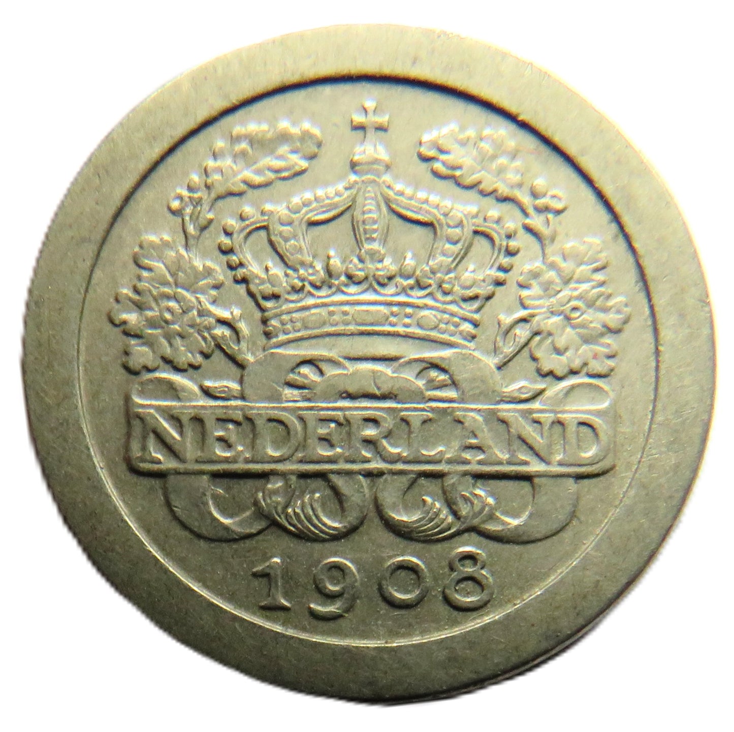 1908 Netherlands 5 Cents Coin
