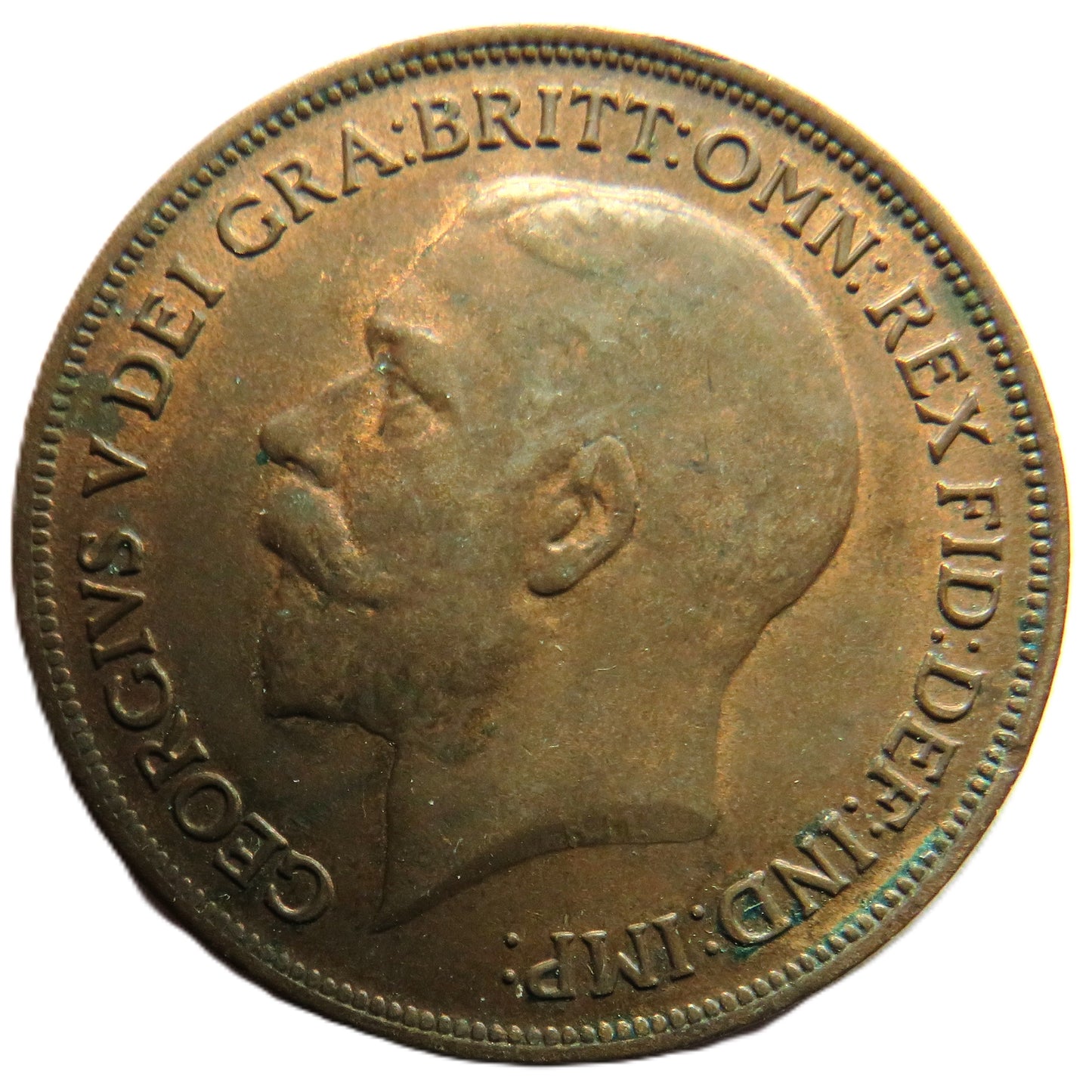 1917 King George V One Penny Coin - Great Britain Good Detail