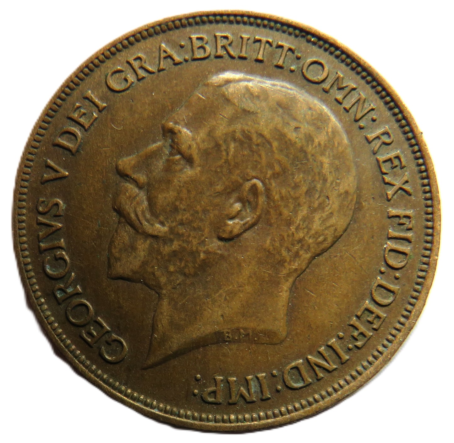 1916 King George V One Penny Coin - Great Britain Good Detail