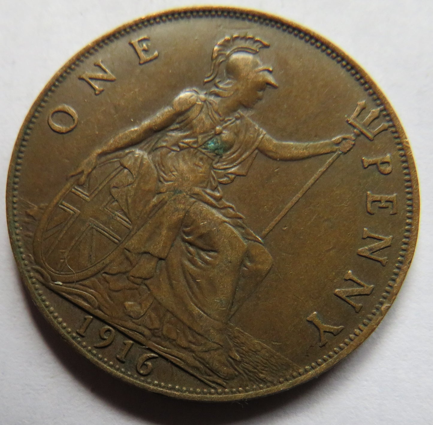 1916 King George V One Penny Coin - Great Britain Good Detail