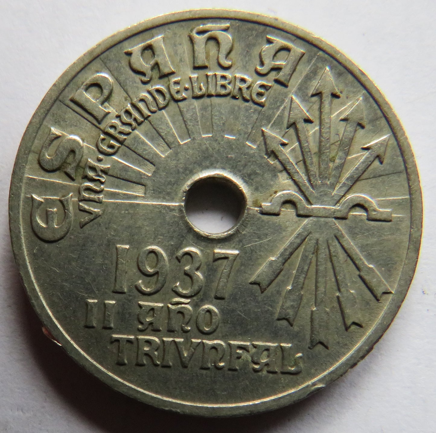 1937 Spain 25 Centimos Coin