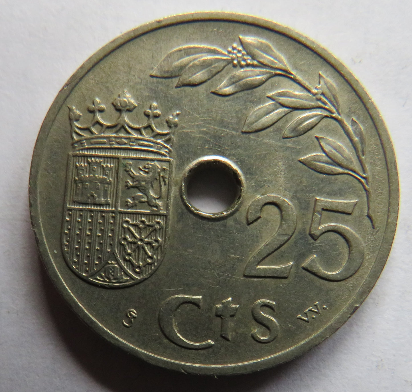 1937 Spain 25 Centimos Coin