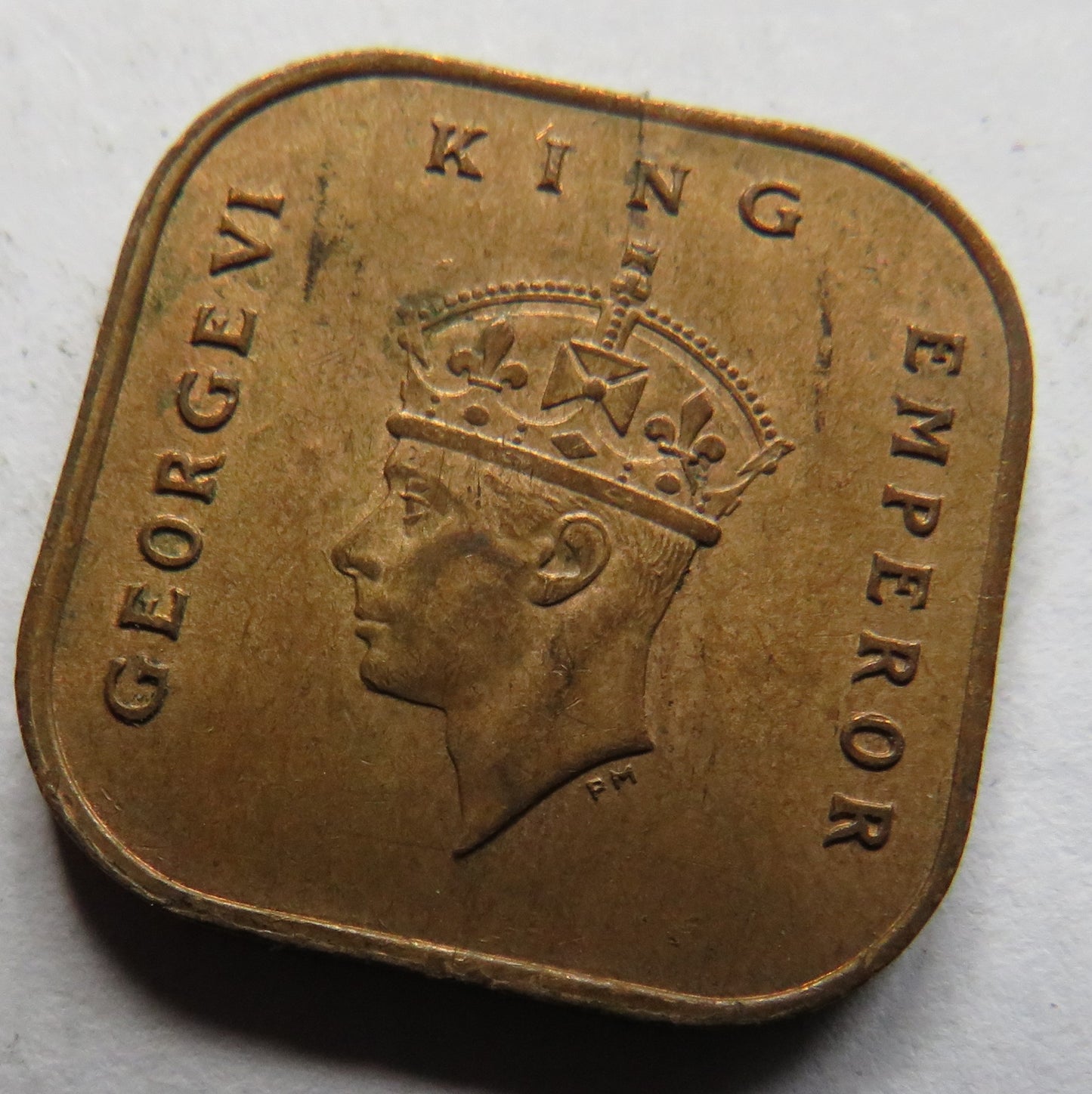 1943 King George VI Commissioners of Currency Malaya One Cent Coin