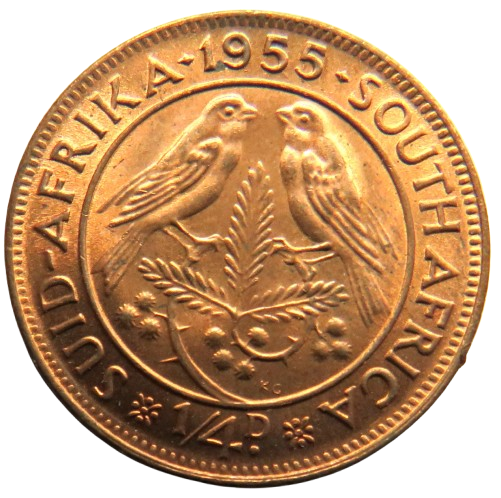 1955 Queen Elizabeth II South Africa Farthing Coin In High Grade