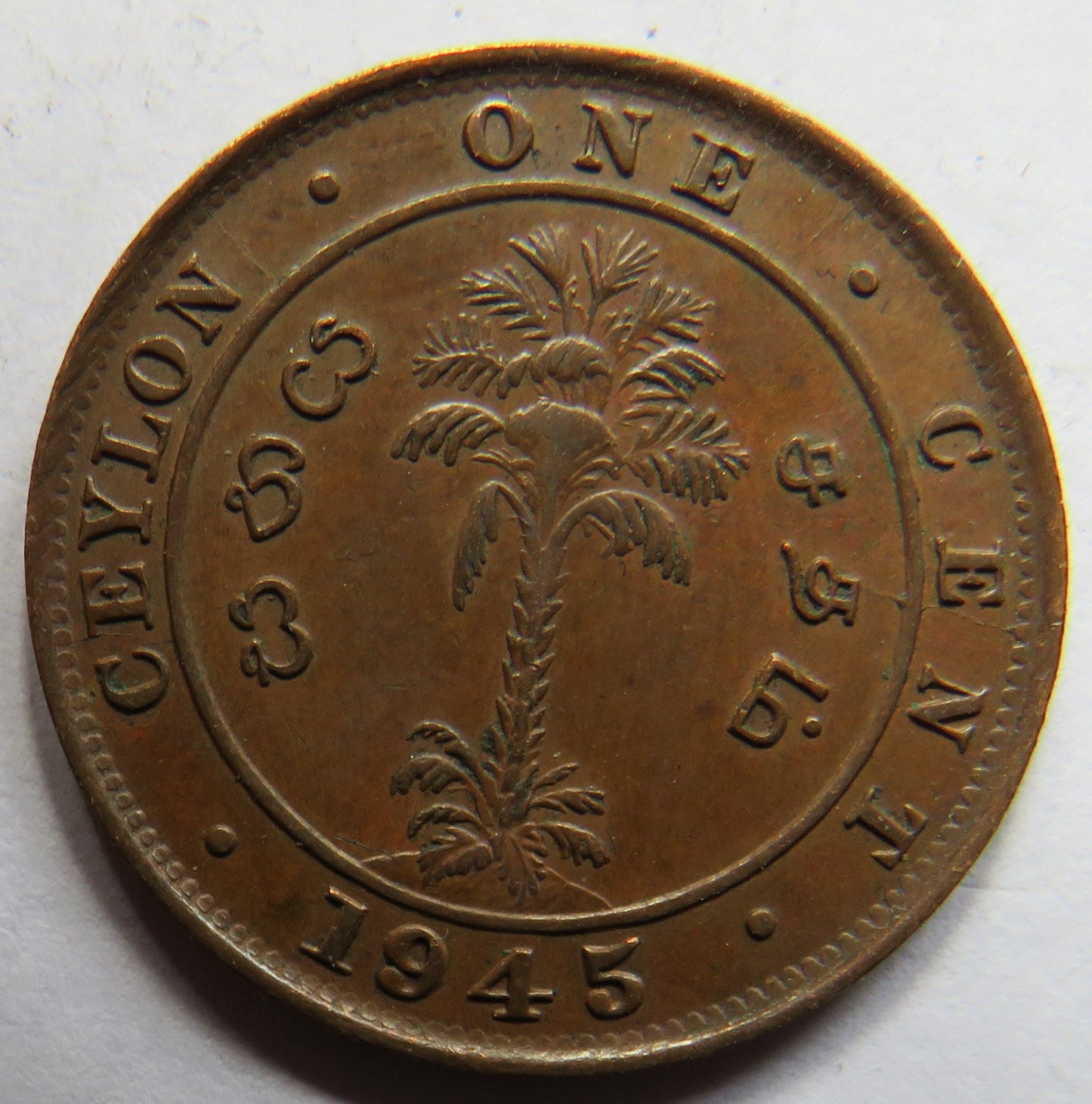 1945 King George VI Ceylon One Cent Coin